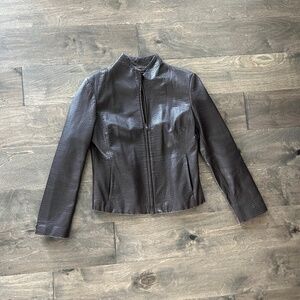 Y2K ALL LEATHER BROWN EXPRESS JACKET